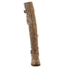 NATURE BREEZE FE58 Women's Buckle Strap Ribbed Over The Knee Riding Boots