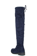 Forever Link Womens Over Knee High Drawstring Tie Lace Up Chunky Thick Heel Boots