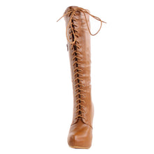 Nature Breeze Amber-04 Women's High Platform Stiletto Heel Lace Up Boot