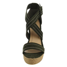Refresh IE53 Women Stitched Criss Cross Strap Espadrille Platform Wedge Sandals