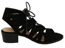 Top Moda Women's Scalloped Edge Lace Up Block Heel Sandal