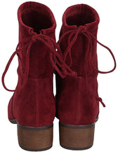 Breckelle's Women's Closed Toe Back Tie Drawstring Mid-Calf Block Heel Boot