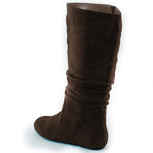 Women's Mid Calf Slouch Faux Suede Comfortable Slip On Round Toe Flat Heel Knee High Boots Fashion Shoes