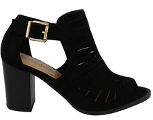 Top Moda Women's Side Cutout Stacked Chunky Heel Peep Toe Bootie