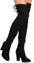 Refresh Footwear Women's Thigh High Chunky Heel Drawstring Boot