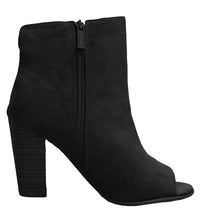 Breckelle's Women's Tassel Fringe Peep Toe Stacked Chunky Heel Bootie