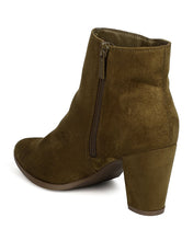 Breckelles GA93 Women Faux Suede Pointy Toe Chunky Heel Bootie
