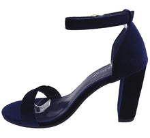 Top Moda Women's Velvet Strappy Open Toe Mary Jane Platform Sandal