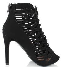 Paprika Women's Tinley Peep Toe Cut Out Corset Lace Up Stiletto Heel Dress Sandal