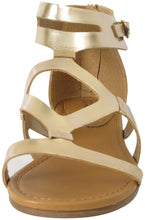 Breckelles Women's Ruby-61 Strappy Synthetic Flats Gladiator Back Zipper Sandals
