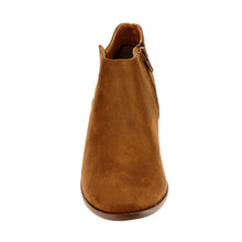 Soda Women's Round Toe Faux Suede Stacked Heel Western Ankle Bootie