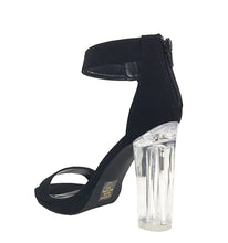 CARGO! Women's Sexy Ankle Strap Block Chunky Clear Perspex Heel Sandals