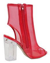 Delicious Women's Ope Toe Mesh Block Chunky Clear Perspex Heel Ankle Boot Bootie