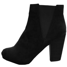 Breckelle's Women's Sueded Elastic Panel Inner Zip Chunky Heel Bootie