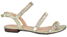 Chase & Chloe Women's Strappy Rhinestone Slingback Flat Sandal