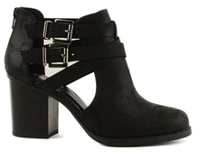 Women's Soda Scribe Cut Out Sides Block Heel Ankle Bootie