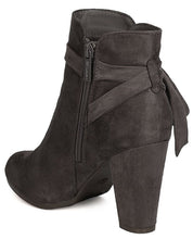 Breckelle's Women's Wrap Around Bow Chunky Stacked Wrapped Heel Ankle Bootie