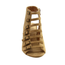 City Classified Women's Strappy Buckle Open Toe Chunky Stacked Heel Ankle Bootie