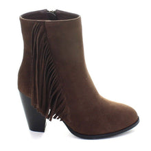 Soda Women's Jervis Faux Suede Double Fringe Moccasin Ankle Boots, British Tan, 5.5 M US