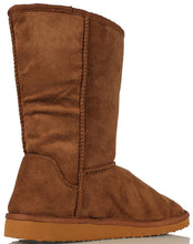 Soda Women's Soong Comfort Faux Suede Fur Mid- Calf Flat Boot, Nat, 8 M US