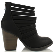 Soda Women's Kelly Cut Out Strappy Stacked Chunky Ankle Bootie