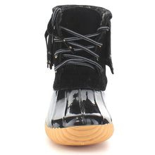 Nature Breeze Duck-03 Women's Lovely Studded Fringe Lace Up Dress Duck Boots