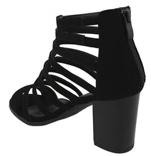 Top Moda Women's Cutout Zip Back Stacked Chunky Heel Sandal