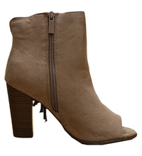 Breckelle's Women's Tassel Fringe Peep Toe Stacked Chunky Heel Bootie