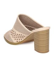 Women Leatherette Chunky Heel Mule - Casual, Dressy, Versatile - Perforated Sandal - GF53 By Nature Breeze
