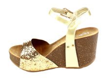 Refresh Women's Mara-08 Platform Cork Wedge Glitter