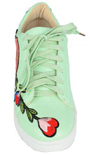 Chase & Chloe Women's Floral Embroidered Platform Fashion Sneakers