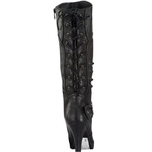 Top Moda PAGE-65 Women's Knee High Round Toe Lace-up Slouched High Heel Boots
