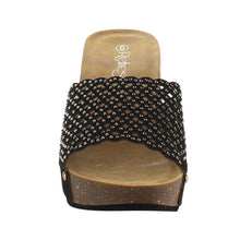 Refresh IE86 Women's Rhinestone Studded Slip On Platform Wedge Sandal