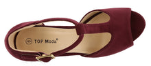 Top Moda Women's Peep Toe T-Strap Buckle Platform High Heel Sandal