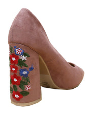 DBDK Women's Floral Embroidered Block Heel Pointed Toe Pump