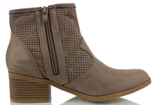 City Classified Women's Weezie Perforated Faux Suede Cowboy Low Stacked Heel Ankle Booties