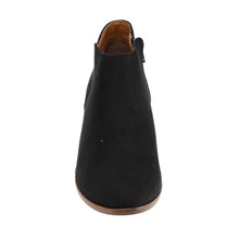 Soda Women's Round Toe Faux Suede Stacked Heel Western Ankle Bootie