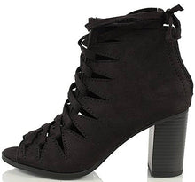 Delicious Women's Hewitt Faux Suede Lace Up Thick Crisscross Lace Stacked Heel Ankle Bootie