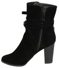 Breckelle's Women's Wrap Around Pom Pom Chunky Stacked Heel Ankle Bootie