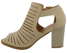 Top Moda Women's Side Cutout Stacked Chunky Heel Peep Toe Bootie