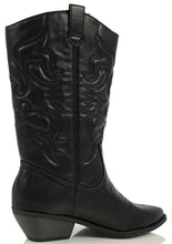 Soda Women's Reno Western Cowboy Pointed Toe Knee High Pull On Tabs Boots