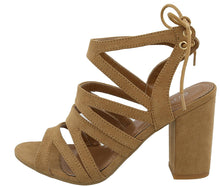Top Moda Women's Cutout Tie Back Stacked Chunky Platform Heel Sandal