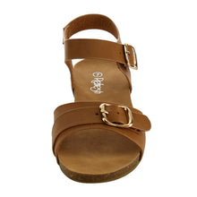 Refresh IE26 Women's Metallic Buckle Ankle Strap Flat Beach Sandal