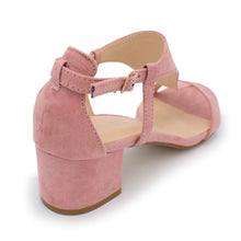 Nature Breeze - Women's T-strap Cutout Side Block Heel Dress Sandals, Trendy Shoes 4 Her