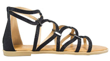 BF Betani Women's Metallic Glitter Cutout Gladiator Flat Sandal