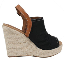 Soda Women's Open Toe Ruched Canvas Espadrille Platform Wedge