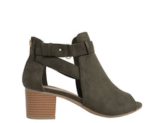 City Classified Women's Cutout Side Strap Mid Black Chunky Heel Fashion Ankle Bootie Boots