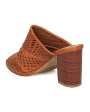 Women Leatherette Chunky Heel Mule - Casual, Dressy, Versatile - Perforated Sandal - GF53 By Nature Breeze