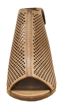 Cambridge Select Women's Laser Cut Slingback Stacked Heel Pump Bootie