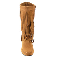 Refresh AD38 Women's Fringe Moccasin Flat Heel Zipper Under Knee High Boots